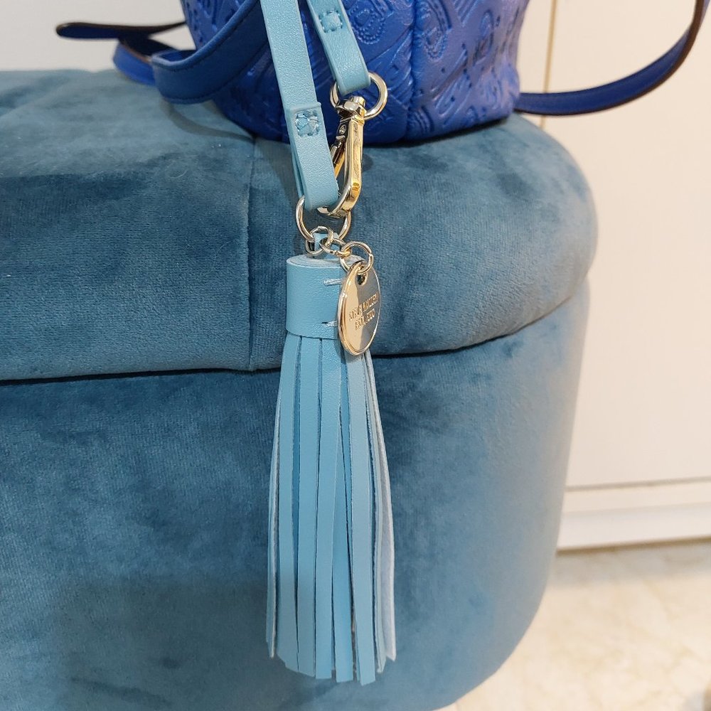 Pretty Light Blue Steve Madden Purse Tassel Clip Accessory Keychain Accessory
